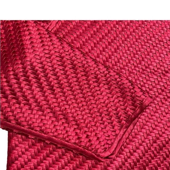 Chico’s Red Satin Travelers Open Front Basket Weave Boxy Jacket Topper 1 M - Picture 10 of 12